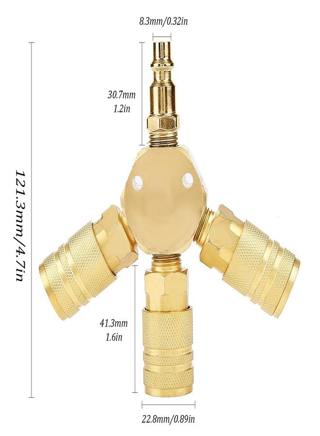 Pacify 3 Way Air Manifold Steel 1/4'' Universal Air Hose Splitter Air Compressor Quick Connect Fittings Air Compressor Splitter - Image 2