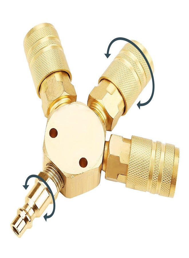 Pacify 3 Way Air Manifold Steel 1/4'' Universal Air Hose Splitter Air Compressor Quick Connect Fittings Air Compressor Splitter - Image 4