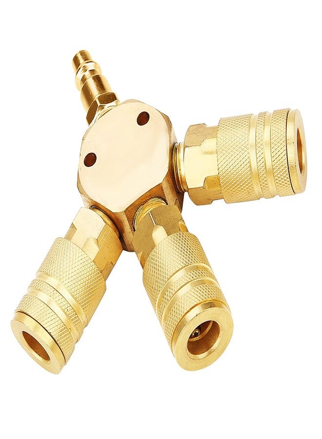 Pacify 3 Way Air Manifold Steel 1/4'' Universal Air Hose Splitter Air Compressor Quick Connect Fittings Air Compressor Splitter - Image 1