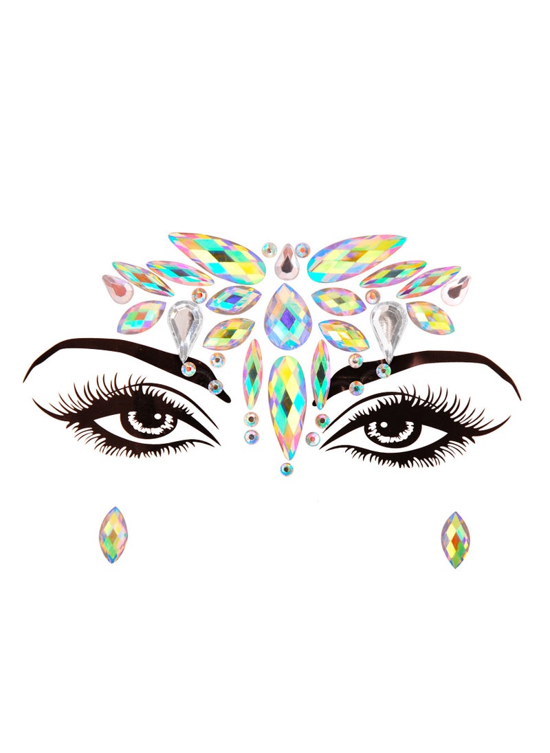 Generic Iridescent Tears Face Gems Temporary Tattoo Sticker 2Pcs  - Image 2