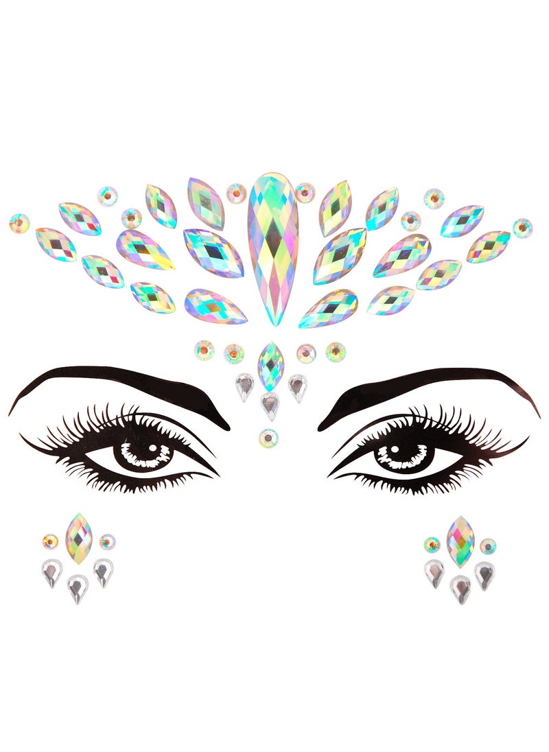 Generic Iridescent Tears Face Gems Temporary Tattoo Sticker 2Pcs  - Image 3