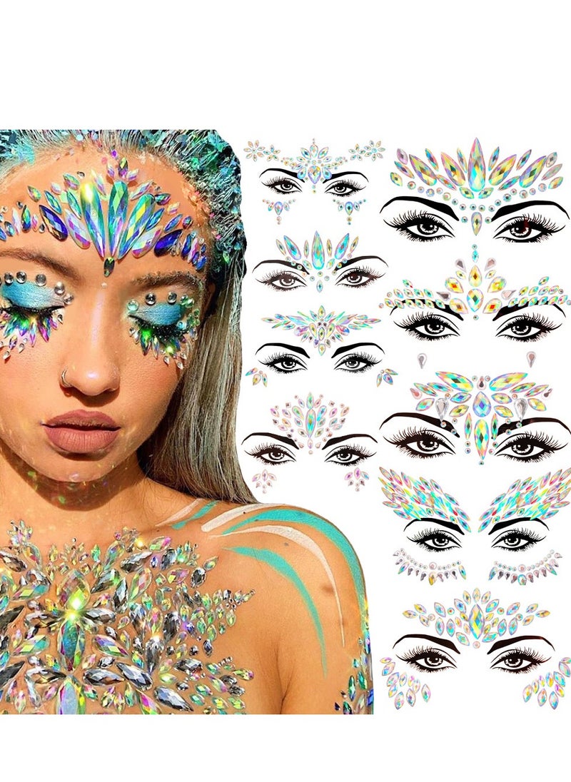 Generic Iridescent Tears Face Gems Temporary Tattoo Sticker 2Pcs  - Image 5