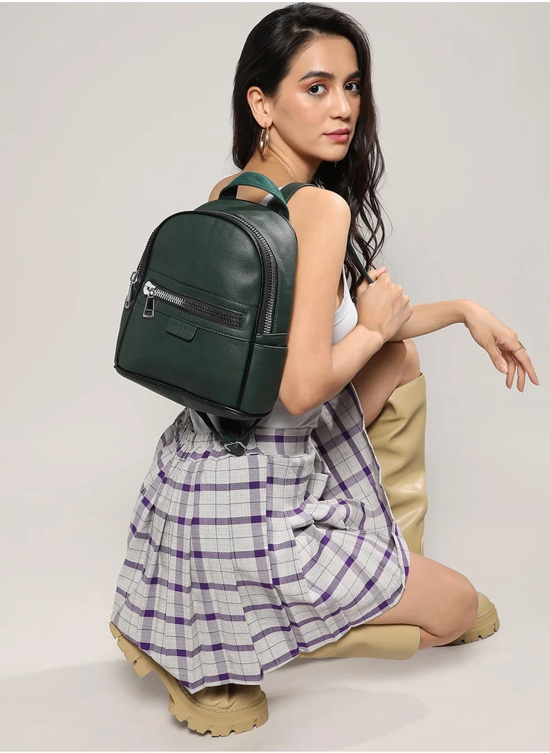 Haute Sauce Solid Zip Lock Regular Vegan Leather Backpack
