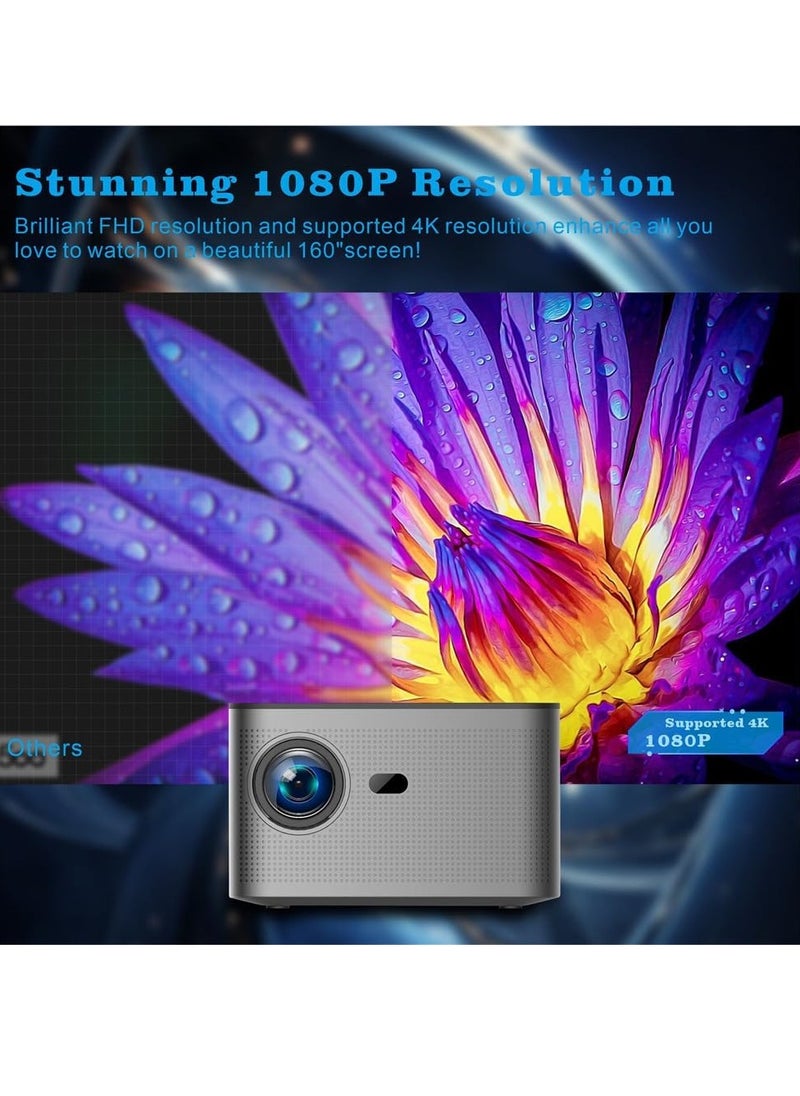 بروجيكتور منزلي HY350 بدقة 1080p أصلية، يدعم 4K، سطوع 800 لومن ANSI، نظام Android TV، ذاكرة 2GB و مساحة 32GB، سماعات Hi-Fi، معالج رباعي النواة