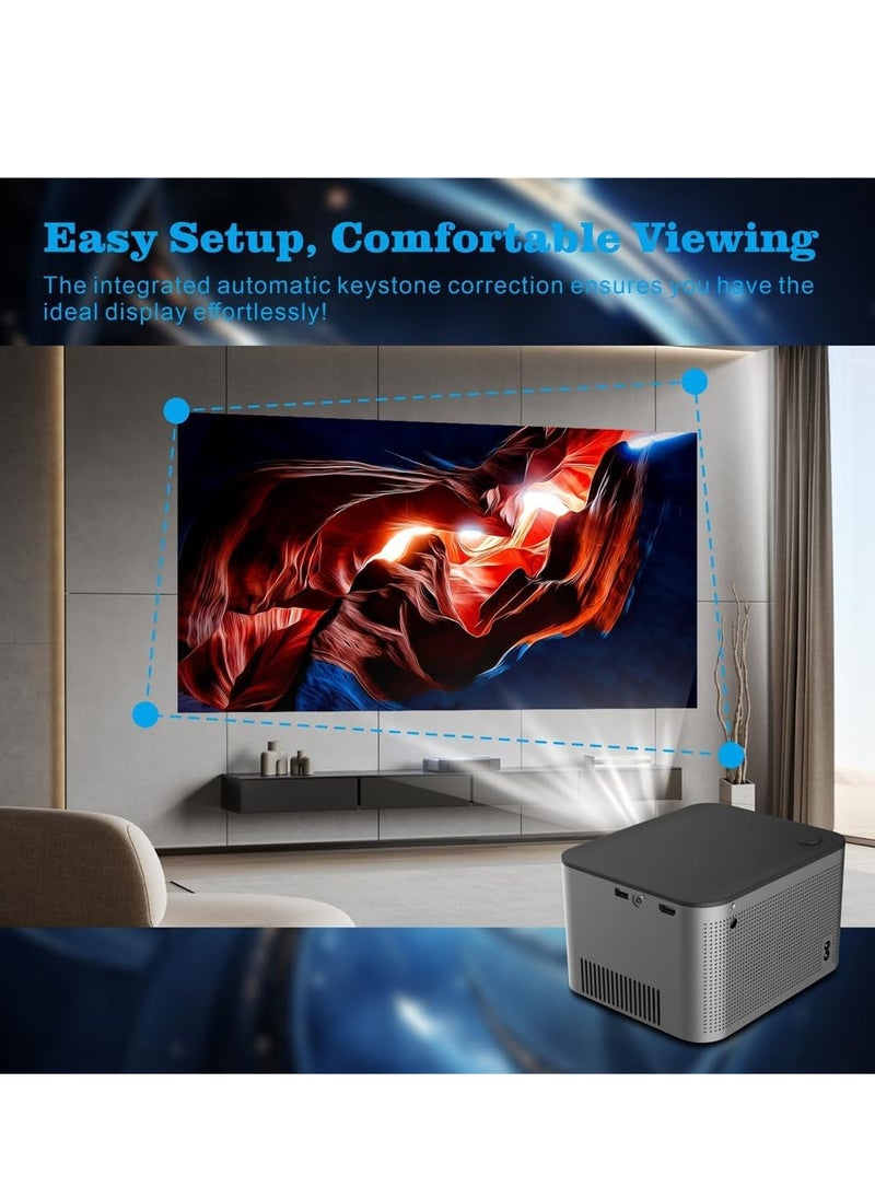 بروجيكتور منزلي HY350 بدقة 1080p أصلية، يدعم 4K، سطوع 800 لومن ANSI، نظام Android TV، ذاكرة 2GB و مساحة 32GB، سماعات Hi-Fi، معالج رباعي النواة