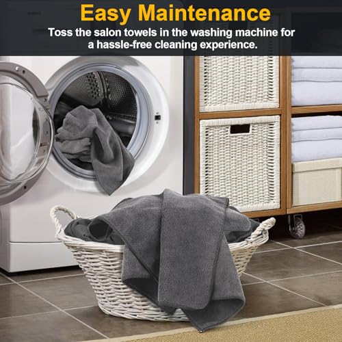 UNIMADE Salon Towels 24 Pack, Super Soft Microfiber Gym Towels, Highly Absorbent Hair-Drying Cloth for Gym, Bath, Spa Use and Home Beauty Care - Grey (16x29 inch) - Image 5