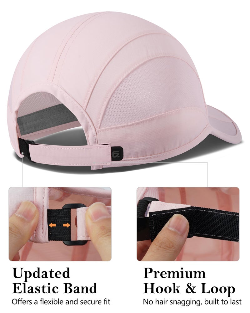 GADIEMKENSD Quick Drying Running Hat Summer Cooling Baseball Cap UPF50+ Sports Sun Caps Breathable Mesh Lightweigh Dad Hats Unstructured for Golf Workout Hiking Gym Travel Camp Pink S/M 6 7/8-7 1/4 - Image 3