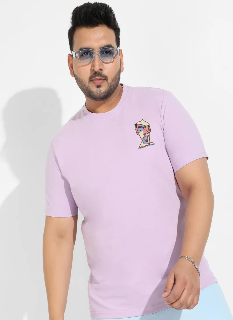 Instafab Plus Men's Lilac Basic Regular Fit T-Shirt