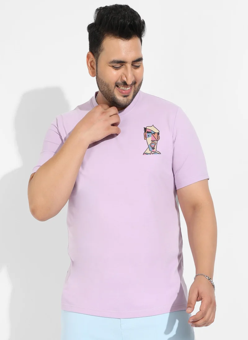 Instafab Plus Men's Lilac Basic Regular Fit T-Shirt