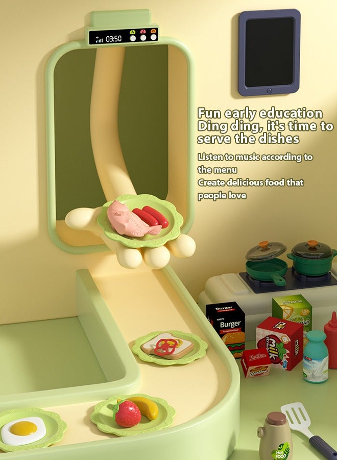 63Pcs Kitchen Toy Set, 80cmKitchen Pretend Play Toy Set Role Play Cookware Kitchen Playset Kitchen Accessories Toys Cooking Stove Steam with Realistic Lights, Sounds & Steam for Boys & Girls - Image 4