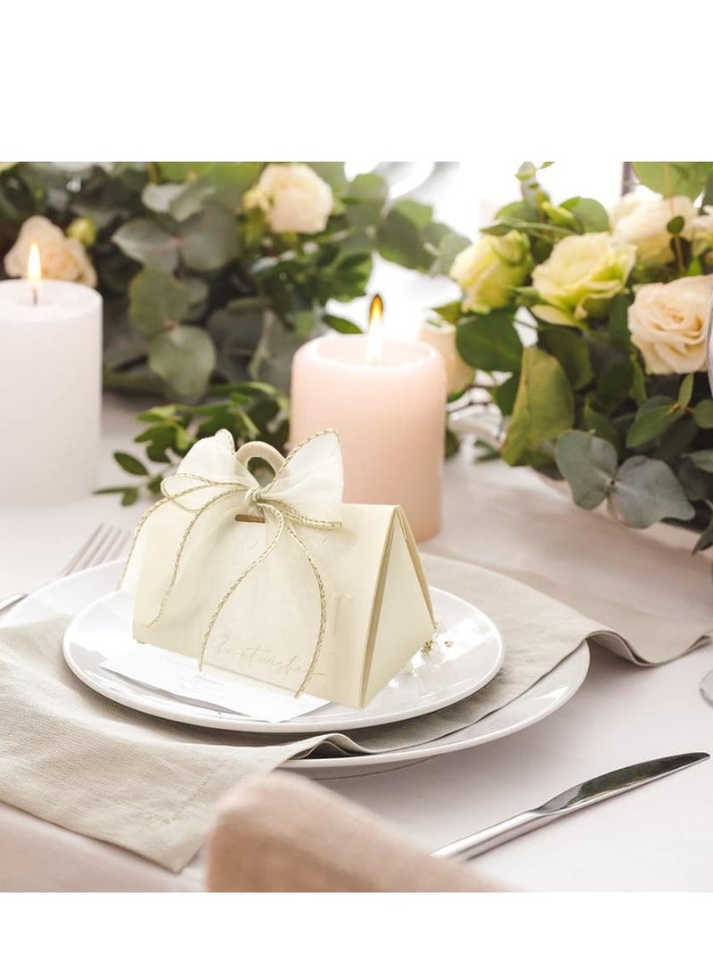 Elegant Beige Wedding Favor Boxes with Wooden Beads & Ribbon - Perfect for Chocolate Treats & Special Occasions - Image 4