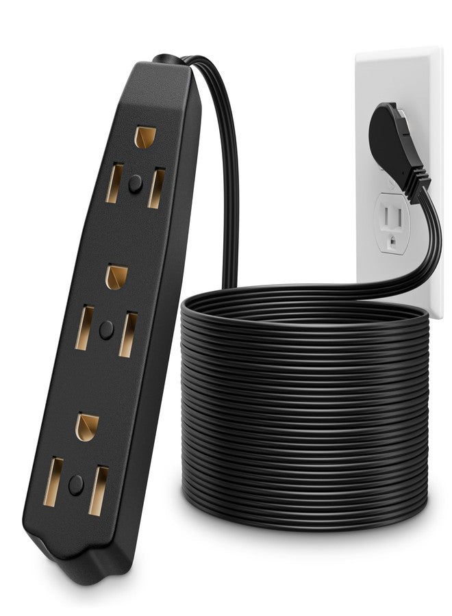 BindMaster Flat Multiple Outlet Extension Cord 10 Ft for Indoor Use - UL-Listed 3-Prong Multi Extension Wire- Space-Saving Flat Angled Extension Cord- Black - Image 1