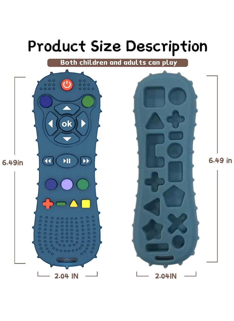 Lowyam - Soft Chew Toys with TV Remote Control Shape Early Educational Sensory Toy Teething Relief and Soothe Sore Gum Infant Teether for 3-6 Months Blue - Image 1
