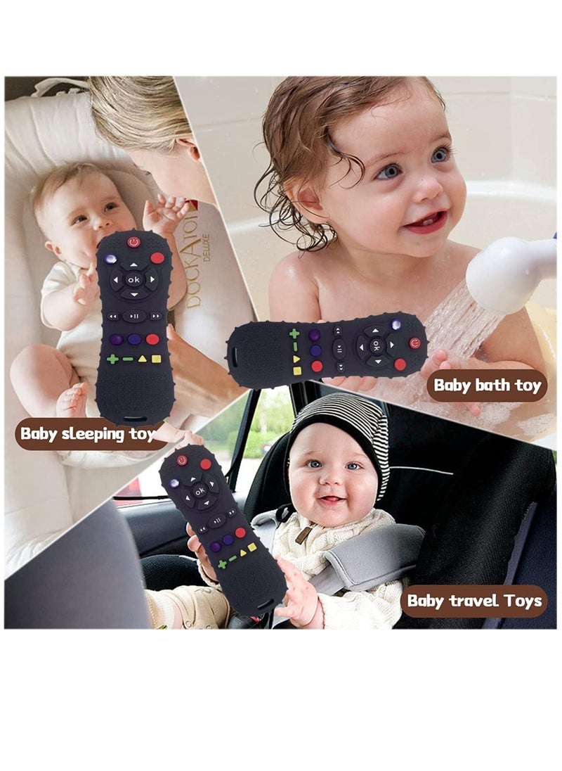 Lowyam - Soft Chew Toys with TV Remote Control Shape Early Educational Sensory Toy Teething Relief and Soothe Sore Gum Infant Teether for 3-6 Months Blue - Image 1