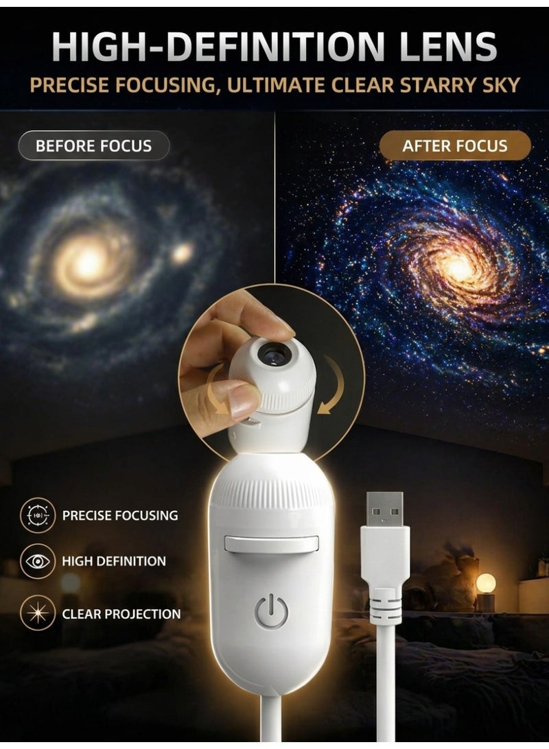 JOUDIYA 2-in-1 Galaxy Projector Night Light with 12 Sliding Projection Films, Adjustable Brightness & Focus, 360° Rotating Design, USB Starry Sky Night Light Projector for Bedroom Car Ceiling Decor - Image 3