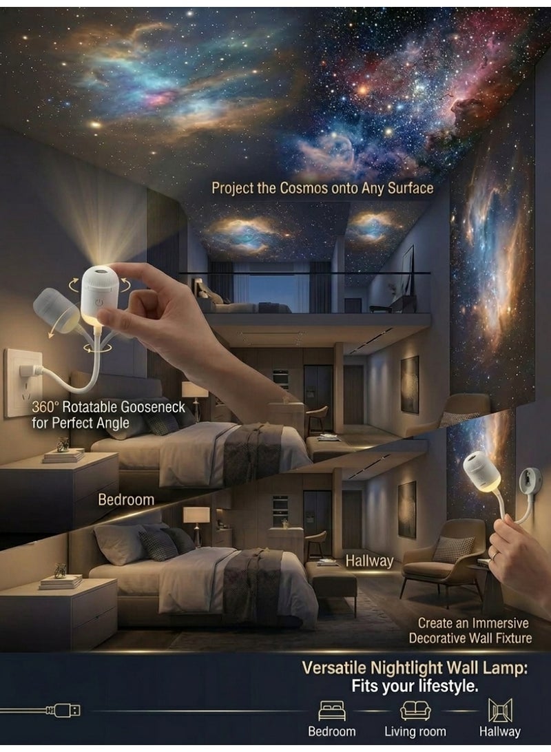JOUDIYA 2-in-1 Galaxy Projector Night Light with 12 Sliding Projection Films, Adjustable Brightness & Focus, 360° Rotating Design, USB Starry Sky Night Light Projector for Bedroom Car Ceiling Decor - Image 4