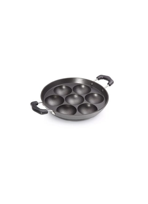 Premier Induction Base Non Stick Paniyaram Pan, Black, 7 Inches With Spatula And Scrubber, Ergonomic Handle, And Convenient Spatula And Scrubber, Perfect For Healthy Cooking And Easy Cleaning.