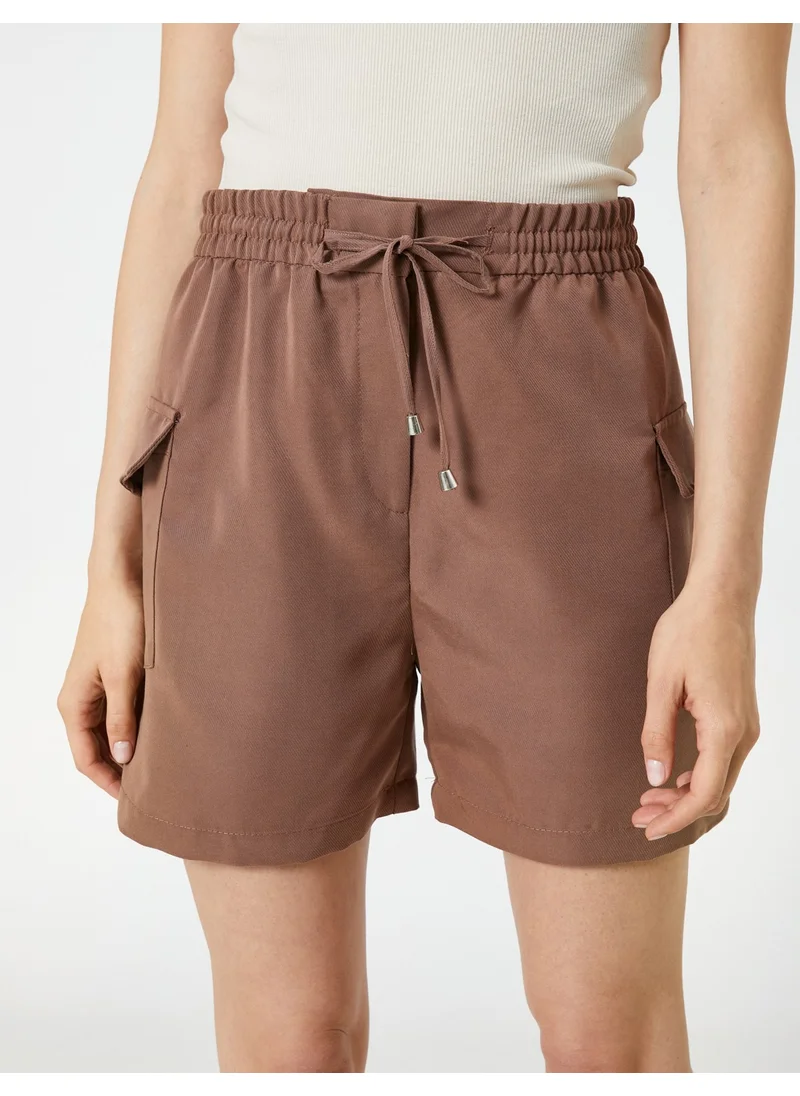 KOTON Cotton Cargo Shorts with Pockets and Tied Waist Modal Blend