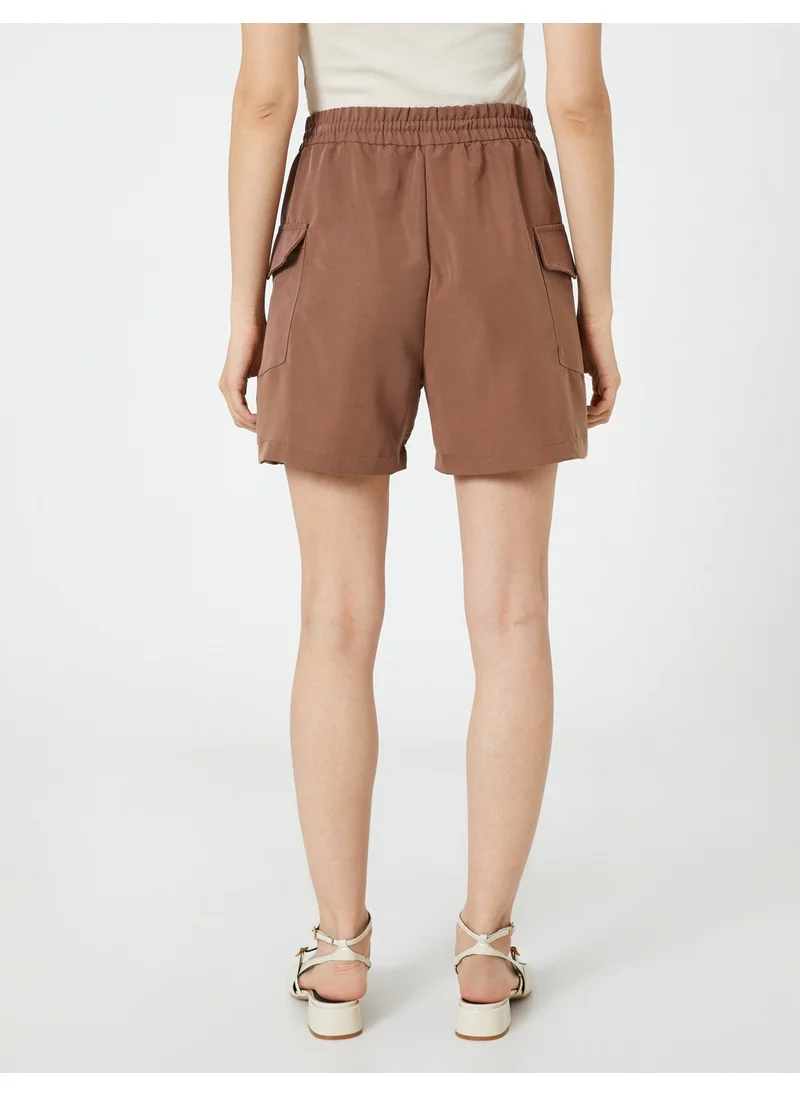 KOTON Cotton Cargo Shorts with Pockets and Tied Waist Modal Blend