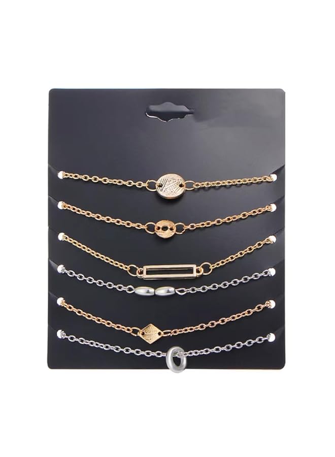 erorex 6 Piece Sterling Silver Bracelet With Gold Plated Links For Women Men And Kids - Image 2