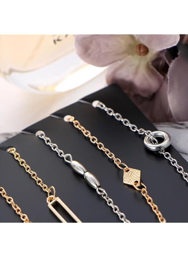 erorex 6 Piece Sterling Silver Bracelet With Gold Plated Links For Women Men And Kids - Image 3