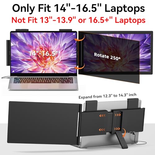 MAGICRAVEN Laptop Screen Extender, 14" 1080P IPS Portable Monitor Travel Monitor for 14-16.5" Laptops with USB-C/HDMI Port, Plug and Play Attachment Screen for Windows/Mac/Android/Switch/PS5/Xbox - Image 2