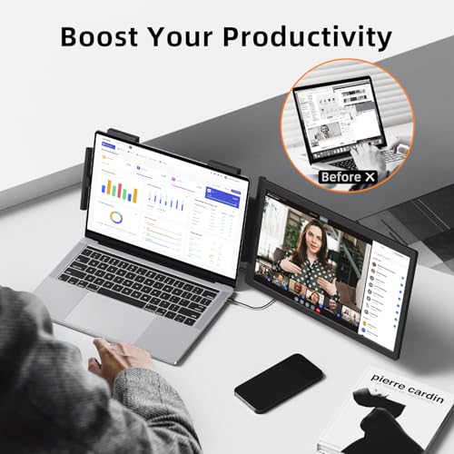 MAGICRAVEN Laptop Screen Extender, 14" 1080P IPS Portable Monitor Travel Monitor for 14-16.5" Laptops with USB-C/HDMI Port, Plug and Play Attachment Screen for Windows/Mac/Android/Switch/PS5/Xbox - Image 4