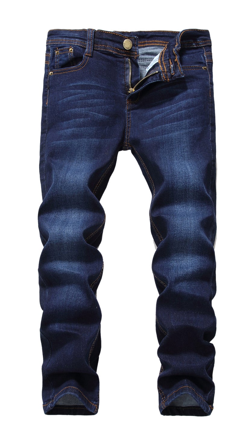 FREDD MARSHALL Boy's Blue Skinny Fit Stretch Slim Elastic Waist Denim Jeans Pants For Kidsm Blue, 16 - Image 1