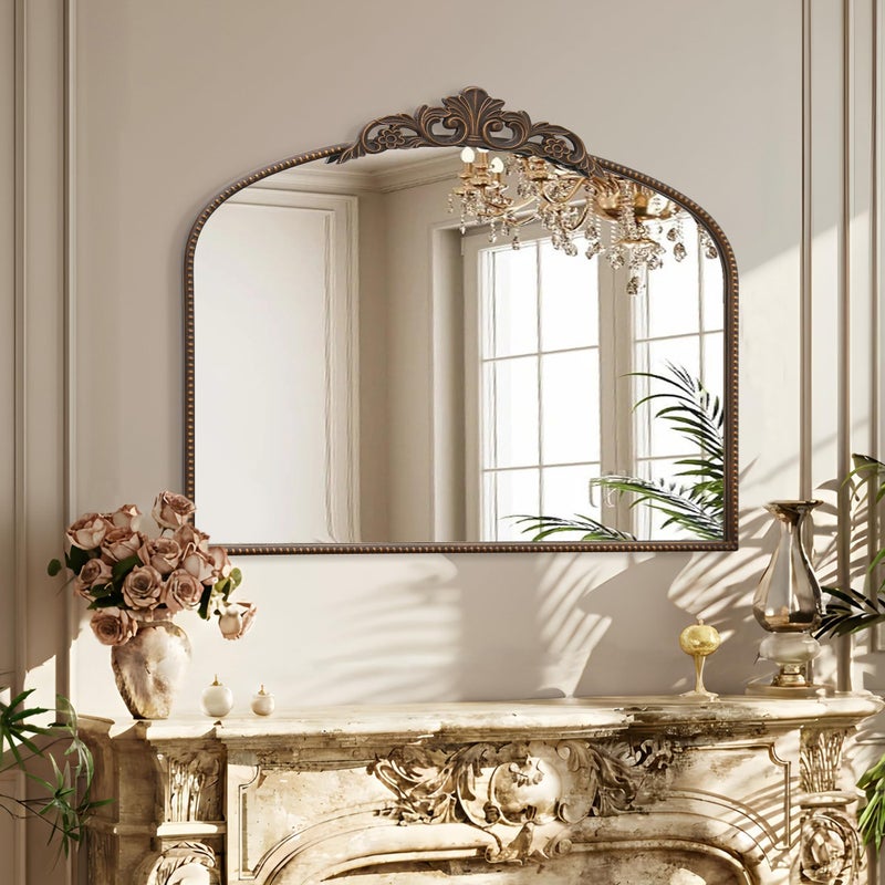 Micasso Large Bronze Vintage Mirror: 40"x29" French Baroque Antique Mirror - Traditional Ornate Decorative Wall Mounted Arched Mirrors for Wall/Mantel/Entryway/Hallway - Home Decor for Living Room - Image 5