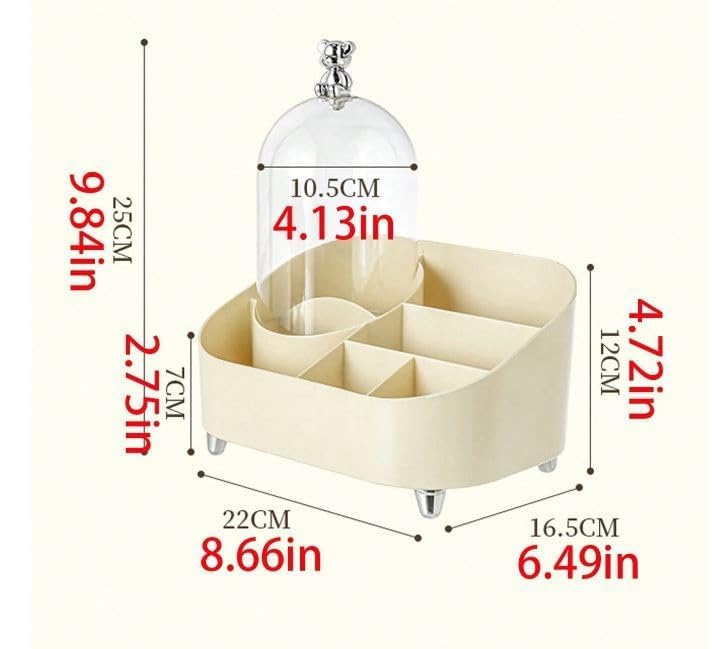 Azelf Beauty Lovers' Dream: Elegant Makeup Storage Box with Clear Cover, Brush Holder & Lipstick Rack - Stylish & Functional Modern Design - Image 3