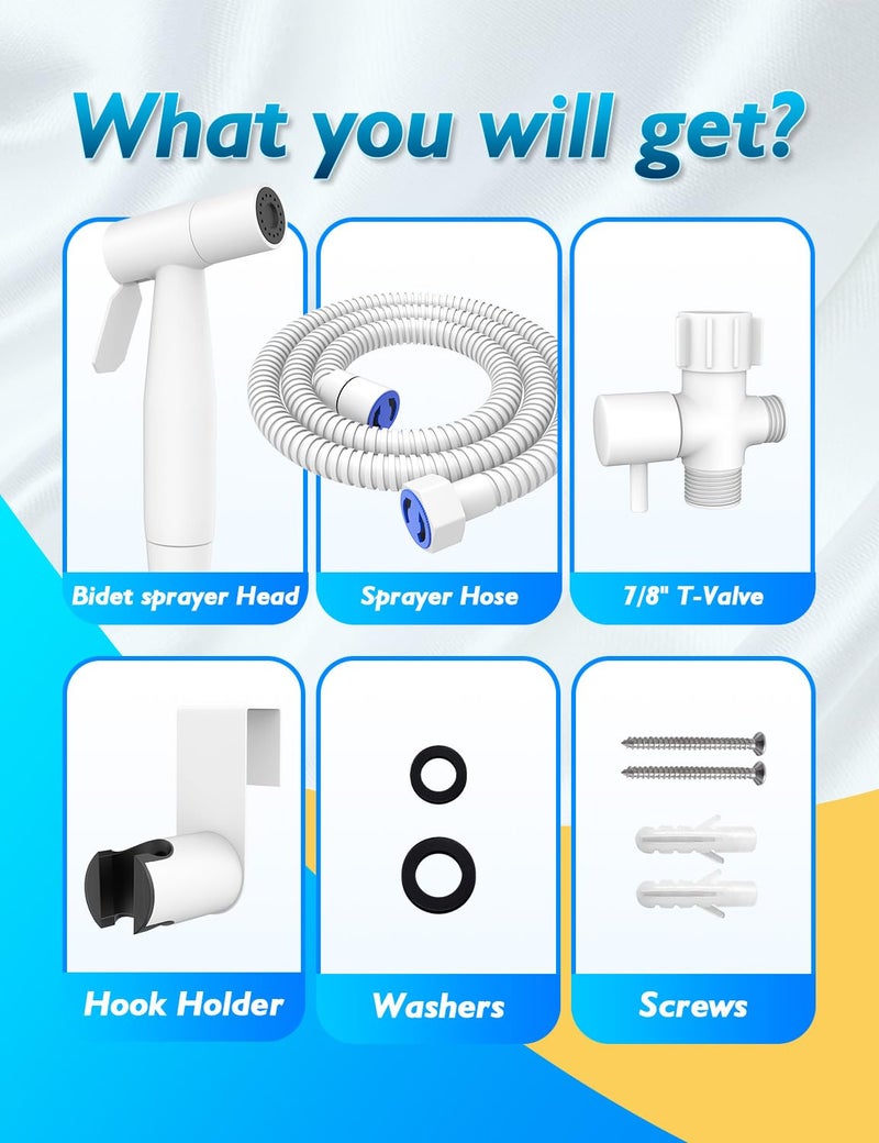 BRITULIF Matte White Handheld Bidet Sprayer for Toilet, Jet Sprayer for Toilet Muslim Shower, Adjustable Cloth Diaper Sprayer Bidets Attachment for Toilet, Bidet Hose for Feminine Wash - Image 4