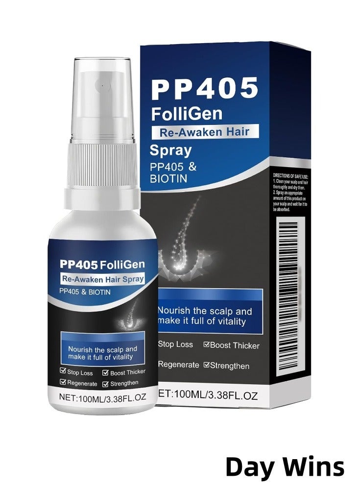 فوز اليوم بخاخ شعر PP405 فوليجين لإعادة تنشيط الشعر مع PP405 والبيوتين، علاج الشعر PP405، بخاخ نمو الشعر بسعة 100 مل، مضاد لتساقط الشعر، يمتص بسرعة وغير دهني، سيروم نمو الشعر لجميع الأنواع - Image 1