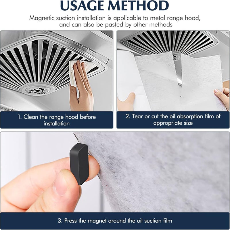 woobles Fabric Stickers Kitchen Oil Proof Sticker, 1 roll Non- Woven Fabric Paper Anti Oil Fumes Stickers, Range Hood Filter Paper Oil Absorbing Paper Roll Wallpaper (10M/ 3.28 Feet) Box Fan Filter - Image 2