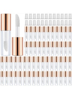 Patelai 100 Pieces 1.2 ml Clear Mini Lip Gloss Tube Refillable Empty Lip Balm Gloss Containers Bottles Transparent Mini Lipstick Containers for Women Girls DIY Makeup (Rose Gold)  - Image 1