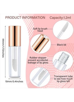 Patelai 100 Pieces 1.2 ml Clear Mini Lip Gloss Tube Refillable Empty Lip Balm Gloss Containers Bottles Transparent Mini Lipstick Containers for Women Girls DIY Makeup (Rose Gold)  - Image 2