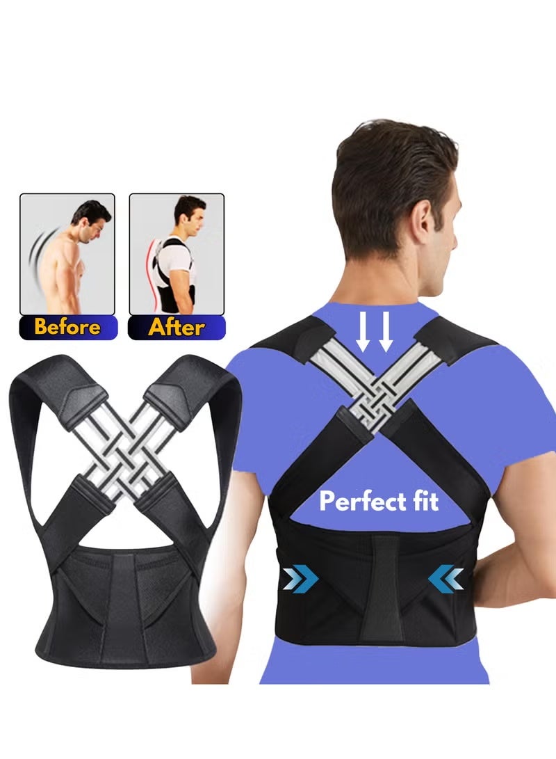 XUN Back Brace, Posture Corrector for Women and Men, Back Support Straightener, Upper Back Brace Posture Trainer for Body Correction and Neck and Shoulder, Relieves pain, Straightens the Back - Image 3