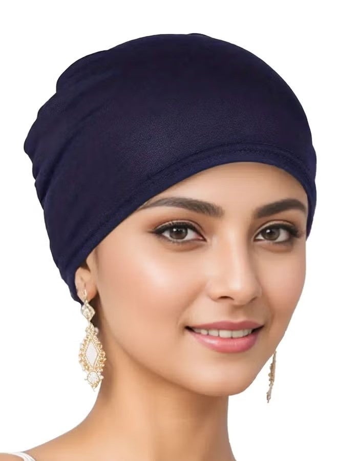 4pcs Stretchy Turban Beanie for Women Polyester Stretch Head Scarf Beanie Skull Cover Cap Headwrap Headwear, Assorted Colors - Image 5