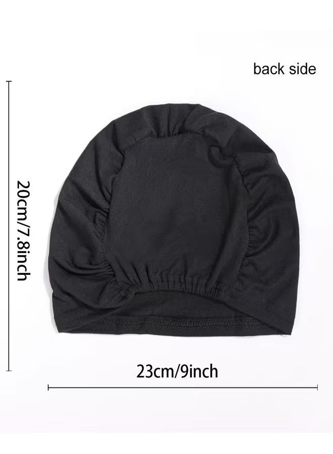 4pcs Stretchy Turban Beanie for Women Polyester Stretch Head Scarf Beanie Skull Cover Cap Headwrap Headwear, Assorted Colors - Image 2