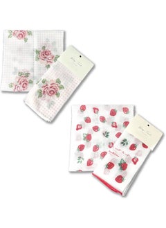 Terra Distribution Exfoliating Washcloth [Made in Japan] Shower Back Scrubber showcasing Charming Design Patterns, Exfoliating Towel [Loofah for Women and Men] (Set of 2 (Dot Rose, Strawberry)) 
