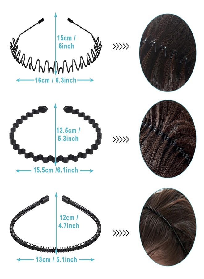 JERLITU Metal Headbands for Men, Unisex Wavy Hair Bands, Adjustable Fashion Headband, Simple Non-Slip Sports Outdoor Sports Head Bands & Gifts - Image 3