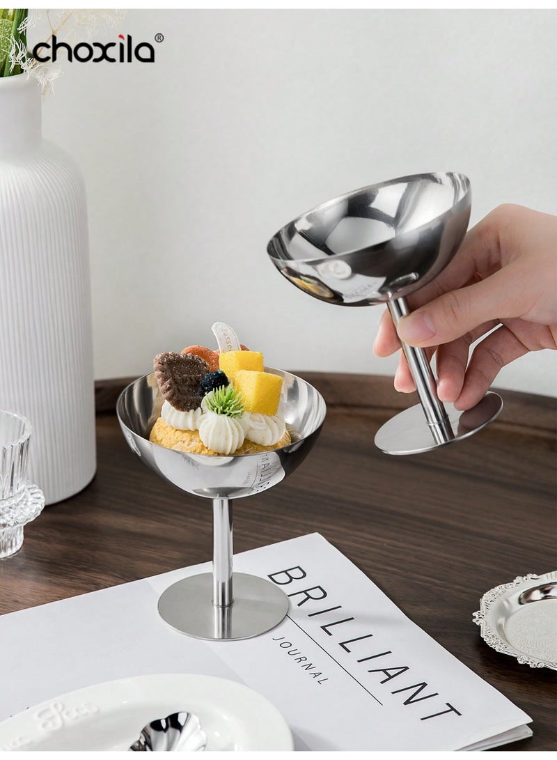 choxila Stainless Steel Dessert Cups 6pcs Set Ice Cream Bowls Pudding Custard Cups for Daily Use Home Kitchen Dining - Image 3