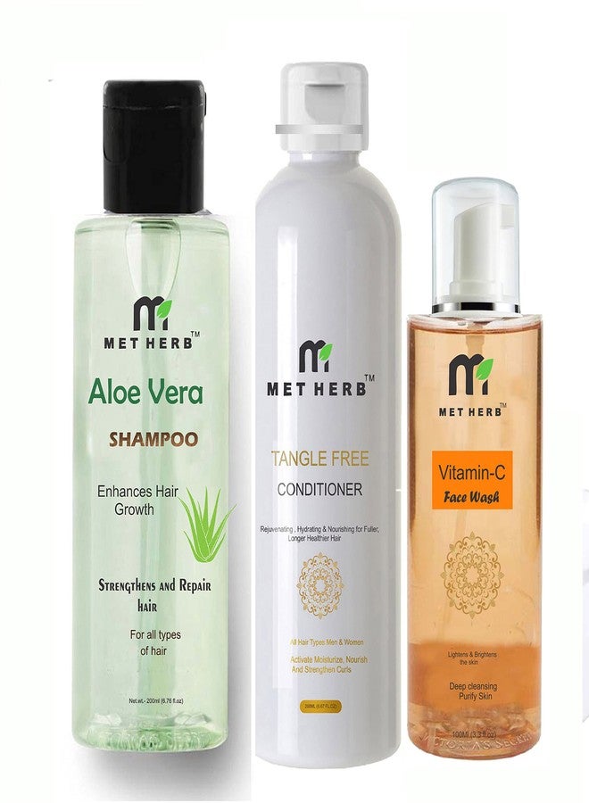 METHERB Aloe Vera Shampoo 200ml & Tangle Free Conditioner-200ml & Vitamin-c Face Wash -100ml (combo pack) - Image 1