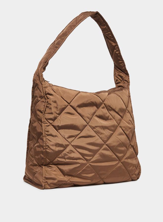 Styli Diamond Pattern Quilted Shoulder Bag with Zip Closure - Image 2