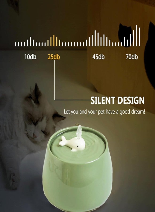 Atldmphic Ceramic Cat Water Fountain, 45oz/1.3L Porcelain Cat Water Dispenser, Automatic pet Water Fountain with Ultra-Quiet Pump, Perfect for Cats and Small Dogs, Cute Design (Green) - Image 4