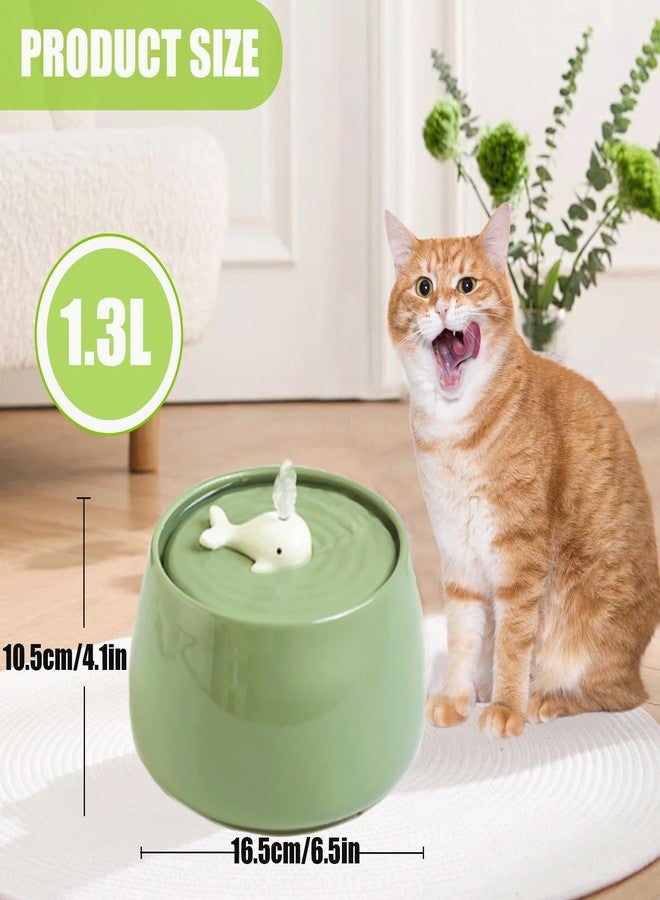 Atldmphic Ceramic Cat Water Fountain, 45oz/1.3L Porcelain Cat Water Dispenser, Automatic pet Water Fountain with Ultra-Quiet Pump, Perfect for Cats and Small Dogs, Cute Design (Green) - Image 3