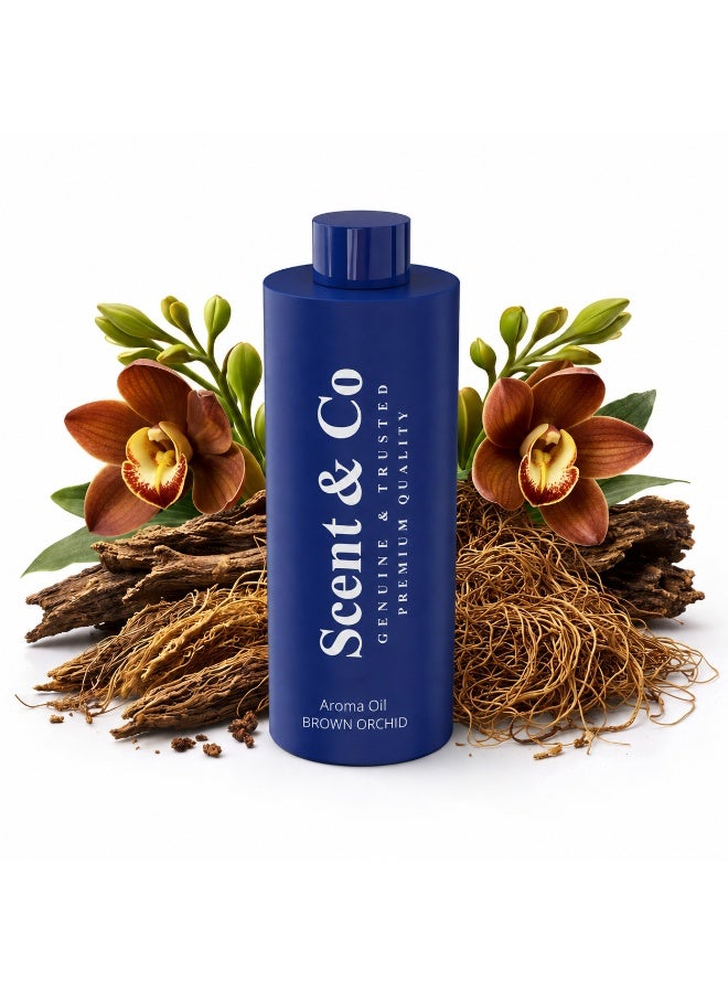 Scent & Co BROWN ORCHID Aroma Oil Diffuser 500ML from Scent & Co. Premium Aroma Oil for Home & Office in UAE, Featuring Earth, Agarwood, Vetiver, Dry Woods, Myrrh & Guaiacwood for a Rich, Balsamic Ambiance - Image 1