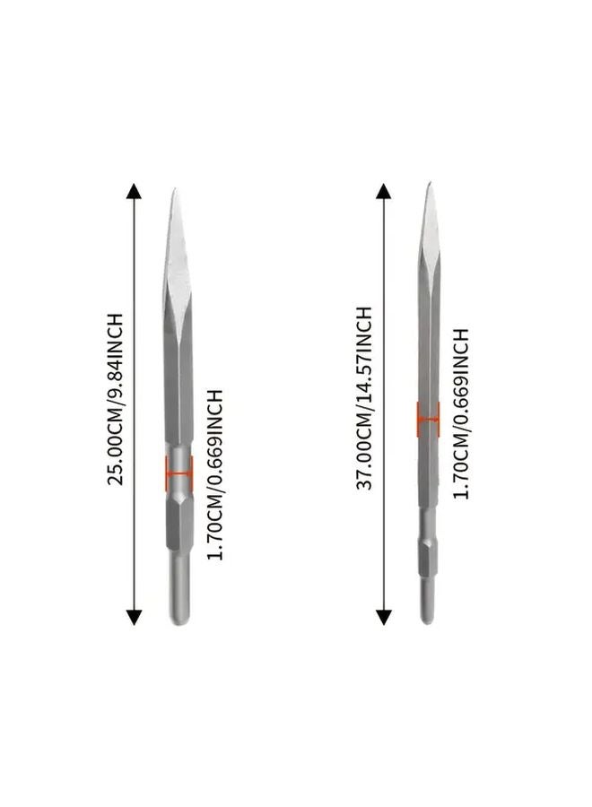 17x370mm Pointed Hex Chisel Set High Carbon Steel Forged For Stone Cutting Woodworking - Image 1
