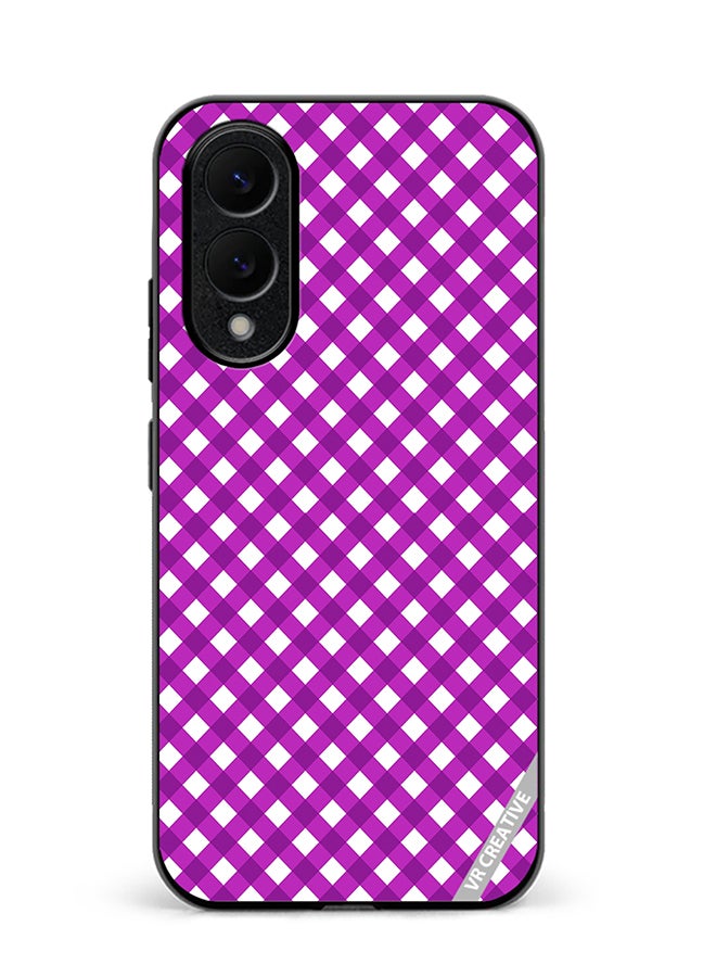 VR CREATIVE Protective Case Cover For Samsung Galaxy S25 Edge Seamless Plaid Purple Design Multicolour