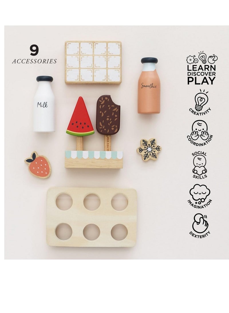 Le Toy Van Le Toy Van Kitchen Freestanding Fridge Freezer - Wooden Pretend Play Appliance for Kids, Role-Playing, Realistic Kitchen Toy, Interactive Play, Play Kitchen Set  - Image 3
