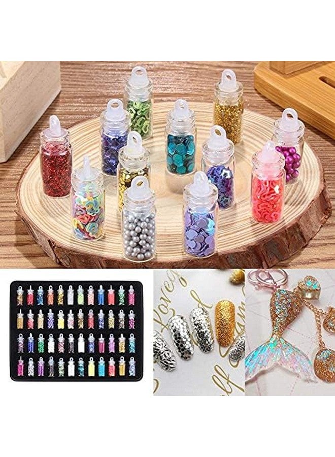 FAMEZA 48 Bottles/Box DIY Nail Resin Glitter Sequins Crystal UV Epoxy Jewelry Making Mold Filler 3D Nail Art Tips Decoration(Multicolors) - Image 4